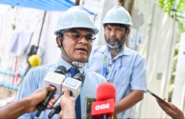 Managing Director of Male' Water and Sewerage Company (MWSC), Abdul Matheen Mohamed sharing information with media. -- Photo: Fayaz Moosa / Mihaaru News