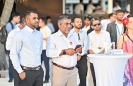 Managing Director of MACL, Ibrahim Shareef Mohamed and Minister of Tourism, Ibrahim Faisal participating in the opening ceremony of Maldives' first Air Service World Congress held in Sheraton Maldives. -- Photo: Nishan Ali / Mihaaru News