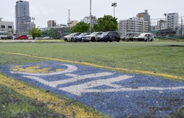 Cars using the now deserted and derelict Mini FAM Turf Ground established through AFC's aid as a parking zone. -- Photo: Nishan Ali / Mihaaru News