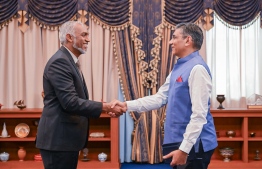 President Muizzu greets High Commissioner Munu Mahawar -- Photo: President's Office