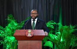 Minister of Islamic Affairs Dr Mohamed Shaheem Ali Saeed speaking during the closing ceremony of the 36th National Quran Competition -- Photo: President's Office