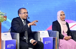 Chairperson of the Maldives Pension Administration Office (MPAO) Dr Ahmed Inaz attending the 11th edition of the Maldives Finance Forum held on Monday. -- Photo: Nishan Ali / Mihaaru News