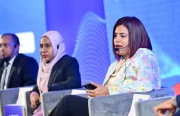 Panel discussions ongoing at the 11th edition of the Maldives Finance Forum held on Monday. -- Photo: Nishan Ali / Mihaaru News