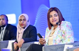 Panel discussions ongoing at the 11th edition of the Maldives Finance Forum held on Monday. -- Photo: Nishan Ali / Mihaaru News