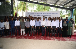 Ceremony held in Thaa atoll Kinbidhoo to install Solar PV hybrid power systems  in 12 islands of Thaa atoll -- Environment Ministry