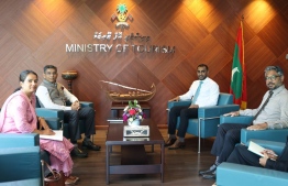 During the meeting held yesterday between Minister Faisal and High Commissioner Mahawar -- Photo: Ministry of Tourism