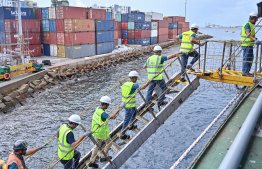 Heads of MPL assuming cargo transportation works. -- Photo: Nishan Ali / Mihaaru News