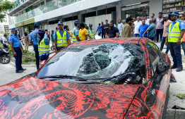 Accident in Hulhumale'.-- Photo: Fayaz Moosa / Mihaaru