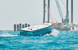 A ferry out in the rough sea during bad weather. -- Photo: Nishan Ali / Mihaaru News