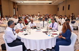 Tourism Minister Faisal and senior officials of the Ministry attending the Maldives Hotel Investment  Summit -- Photo: Nishan Ali