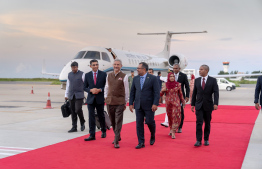 Minister Zameer gives red carpet welcome to Indian External Affairs Minister Subrahmanyam Jaishankar upon his arrival to Maldives -- Indian High Commission