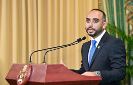 Minister of Youth Empowerment, Information and Arts Ibrahim Waheed speaking during the ceremony held to inaugurate the Maldivian Youth Advisory Committee established to provide counsel to the President in various areas. -- Photo: President's Office