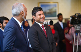 President Dr Mohamed Muizzu and Vice President Hussain Mohamed Latheef in attendance at the ceremony held to inaugurate the Maldivian Youth Advisory Committee established to provide counsel to the President in various areas. -- Photo: President's Office