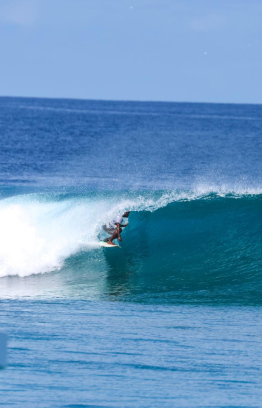 Local surfer Ahmed Hisham Saleem riding the waves.