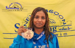 Aishath Shaiha Shafiu who won silver and bronze at the Asian Open Schools Invitational (AOSI) Short Course (25m) Age Group Swimming Championships held in Thailand.