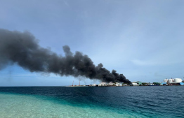 Fire in Thilafushi.