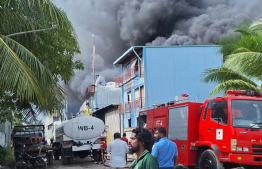 Thilafushi fire.-- Photo: NDMA