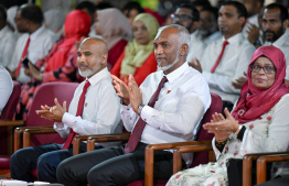 President Dr Mohamed Muizzu at the special ceremony held in Majeediyya School last night to commemorate their anniversary. -- Photo: President's Office