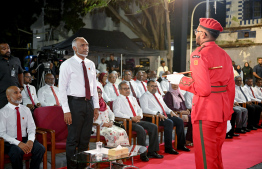 President Dr Mohamed Muizzu at the special ceremony held in Majeediyya School last night to commemorate their anniversary. -- Photo: President's Office