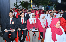 Teachers and students of Majeediyya School in attendance at the special ceremony held at the school last night to commemorate their anniversary. -- Photo: President's Office