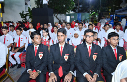 Students of Majeediyya School in attendance at the special ceremony held at the school last night to commemorate their anniversary. -- Photo: President's Office