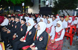 Students of Majeediyya School in attendance at the special ceremony held at the school last night to commemorate their anniversary. -- Photo: President's Office