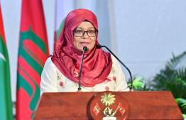 Principal of Majeediyya School, Aishath Mohamed Solih in attendance at the special ceremony held at the school last night to commemorate their anniversary. -- Photo: President's Office