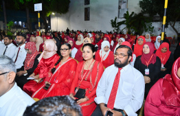 Teachers of Majeediyya School in attendance at the special ceremony held at the school last night to commemorate their anniversary. -- Photo: President's Office