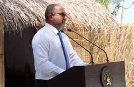 Home Minister Ali Ihusan speaks at the opening ceremony of the "Maldivian Cultural Yard" at Maafushi Jail.-- Photo | Ministry