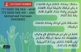 A post appealing for help from the public for Yameen, with his account details included.