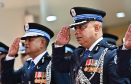 Police officers attending the ceremony.-- Photo: Nishan Ali / Mihaaru News