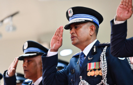 Commissioner of Police Shujau at the ceremony.-- Photo: Nishan Ali / Mihaaru