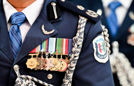 Police officers attending the ceremony to commemorate 20 years of MPS.-- Photo: Nishan Ali / Mihaaru News