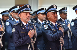 Police officers attending the ceremony.-- Photo: Nishan Ali / Mihaaru News