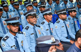 Police officers attending the ceremony to commemorate 20 years of MPS.-- Photo: Nishan Ali / Mihaaru News