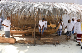 People working at a carpentry houses (Vadaange) in the 'Traditional Dhivehi Land' in Maafushi Prison. -- Photo: President's Office