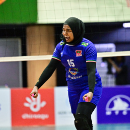 Asian Central Zone Women's Volleyball Challenge Cup match between Maldives and Tajikistan.-- Photo: Nishan Ali / Mihaaru