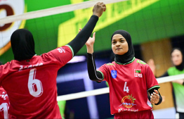 Asian Central Zone Women's Volleyball Challenge Cup match between Maldives and Afghanistan.-- Photo: Nishan Ali / Mihaaru