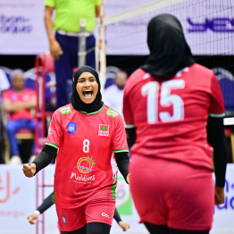 Asian Central Zone Women's Volleyball Challenge Cup match between Maldives and Afghanistan.-- Photo: Nishan Ali / Mihaaru