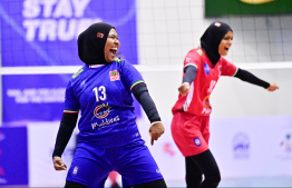 Asian Central Zone Women's Volleyball Challenge Cup match between Maldives and Afghanistan.-- Photo: Nishan Ali / Mihaaru