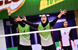 Asian Central Zone Women's Volleyball Challenge Cup match between Maldives and Afghanistan.-- Photo: Nishan Ali / Mihaaru