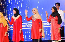 School students performing a traditional number during the High Achievers Award Ceremony held at Dharubaaruge, Male' City today. -- Photo: Nishan Ali / Mihaaru News