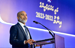 Minister of Education, Dr Ismail Shafeeu speaking at the High Achievers Award Ceremony 2022-2023. -- Photo: Nishan Ali / Mihaaru News