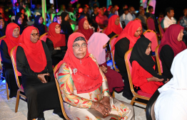 Locals of Haa Alif Uligan attending the special ceremony held at the island to inaugurate the headquarters of the Uthuru (North) ISPS Gateway Project being established in the northernmost islands of Maldives. -- Photo: Nishan Ali / Mihaaru News