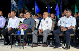 Retired Magistrate Idhrees Adam, CEO of Maldives Ports Limited (MPL) Mohamed Wajeeh Ibrahim and Managing Director of STO Ahmed Shimadh attending the special ceremony held at Haa Alif atoll Uligan to inaugurate the headquarters of the Uthuru (North) ISPS Gateway Project being established in the northernmost islands of Maldives.. -- Photo: Nishan Ali / Mihaaru News