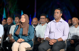 MP of Hoarafushi Constituency Ali Moosa and Commissioner General of Customs Fathimath Dhiyana attending the special ceremony held at Haa Alif atoll Uligan to inaugurate the headquarters of the Uthuru (North) ISPS Gateway Project being established in the northernmost islands of Maldives. -- Photo: Nishan Ali / Mihaaru News