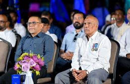 Retired Magistrate Idhrees Adam and CEO of Maldives Ports Limited (MPL) Mohamed Wajeeh Ibrahim attending the special ceremony held at Haa Alif atoll Uligan to inaugurate the headquarters of the Uthuru (North) ISPS Gateway Project being established in the northernmost islands of Maldives.. -- Photo: Nishan Ali / Mihaaru News