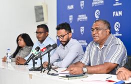 During the press conference held by FAM. -- Photo: Fayaz Moosa / Mihaaru News