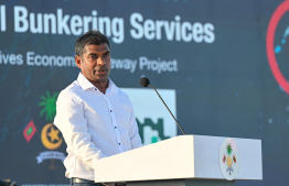 STO MD Shimaadh speaks at launching of International bunkering services at Maldives Economic Gateway.--Photo: Nishan Ali / Mihaaru