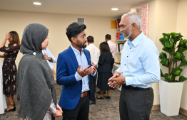 President Dr Mohamed Muizzu convening with the Maldivian community residing in New York and neighboring areas during his ongoing trip to the USA . -- Photo: President's Office